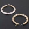Cubic Zirconia Hoop Earrings - Elongated Crystal Line