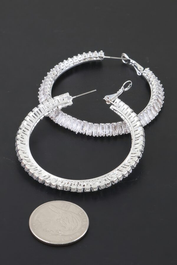 Cubic Zirconia Hoop Earrings - Elongated Crystal Line