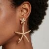 Starfish Drop Earrings with Lustrous Bead