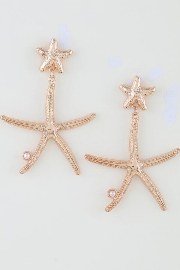 Starfish Drop Earrings with Lustrous Bead