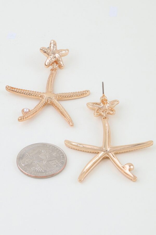 Starfish Drop Earrings with Lustrous Bead