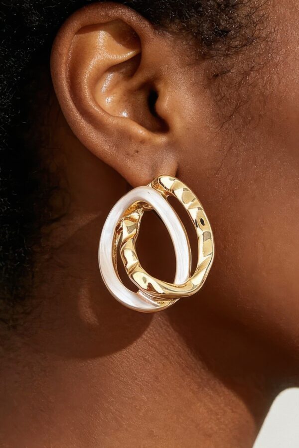 Hammered Interlocking Oval Earrings