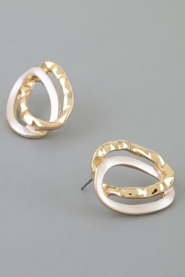 Hammered Interlocking Oval Earrings