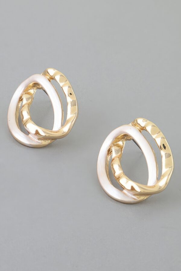 Hammered Interlocking Oval Earrings