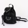 Vegan Leather Backpack - Curved Flap & Metal Eyelets