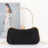 Pleated Polyurethane Evening Clutch with Pearl Clasp