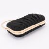 Pleated Polyurethane Evening Clutch with Pearl Clasp
