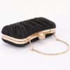 Pleated Polyurethane Evening Clutch with Pearl Clasp