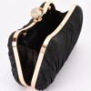 Pleated Polyurethane Evening Clutch with Pearl Clasp