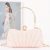 Pleated Polyurethane Evening Clutch with Pearl Clasp