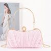 Pleated Polyurethane Evening Clutch with Pearl Clasp