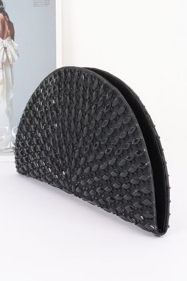 Half-Moon Rhinestone Party Clutch
