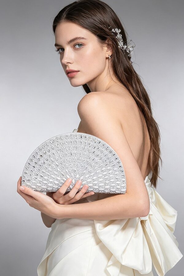 Half-Moon Rhinestone Party Clutch