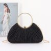 Pleated Polyurethane Party Clutch - Ring Handle