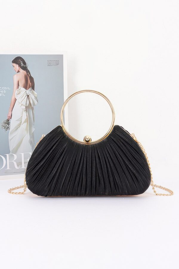 Pleated Polyurethane Party Clutch - Ring Handle