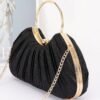 Pleated Polyurethane Party Clutch - Ring Handle