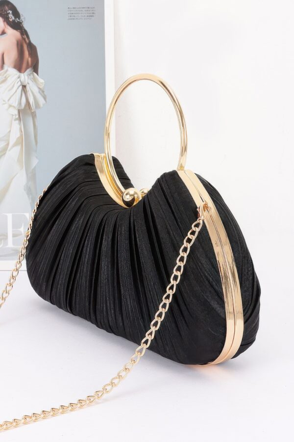 Pleated Polyurethane Party Clutch - Ring Handle