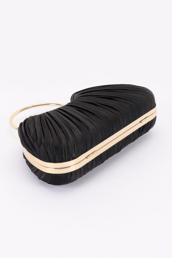 Pleated Polyurethane Party Clutch - Ring Handle