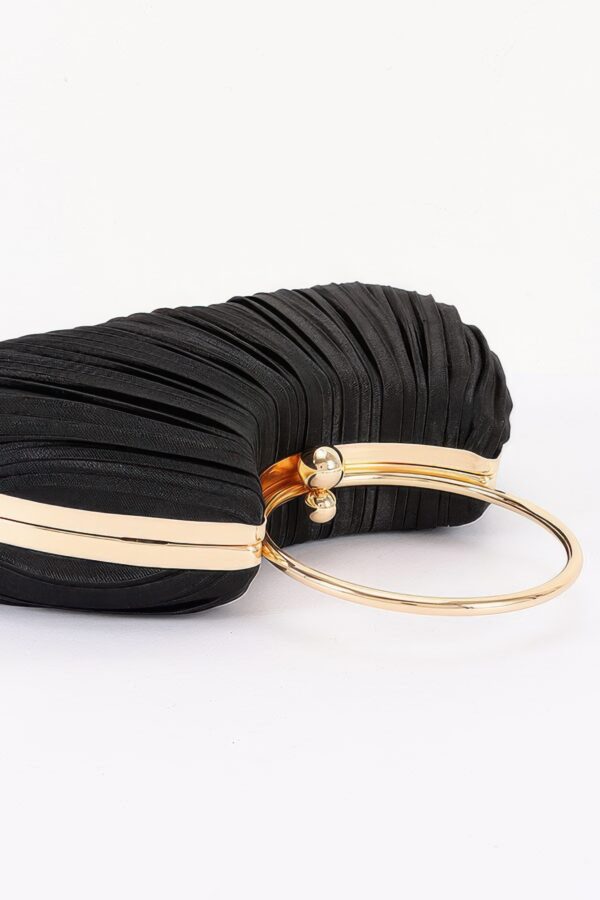 Pleated Polyurethane Party Clutch - Ring Handle