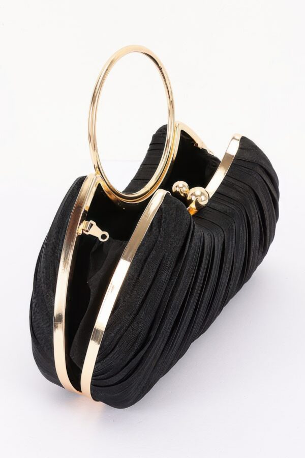 Pleated Polyurethane Party Clutch - Ring Handle
