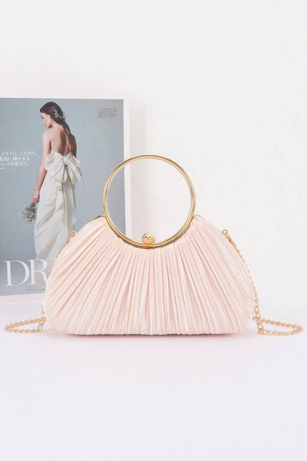 Pleated Polyurethane Party Clutch - Ring Handle