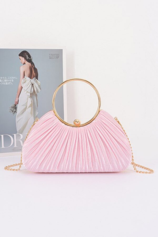 Pleated Polyurethane Party Clutch - Ring Handle