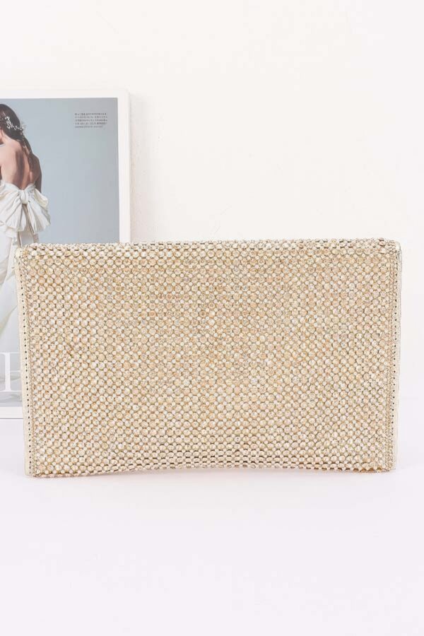 Rhinestone Envelope Party Clutch - Pearl-Embellished Flap