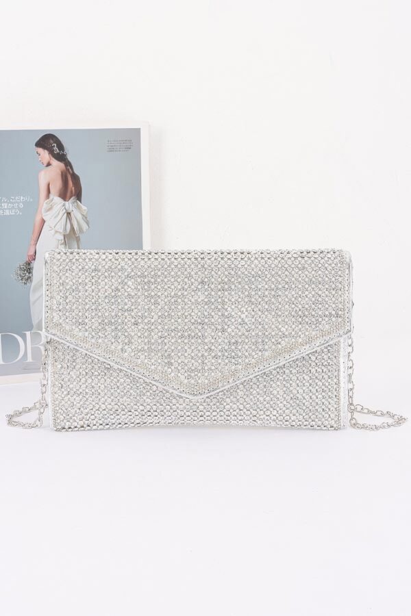 Rhinestone Envelope Party Clutch - Pearl-Embellished Flap