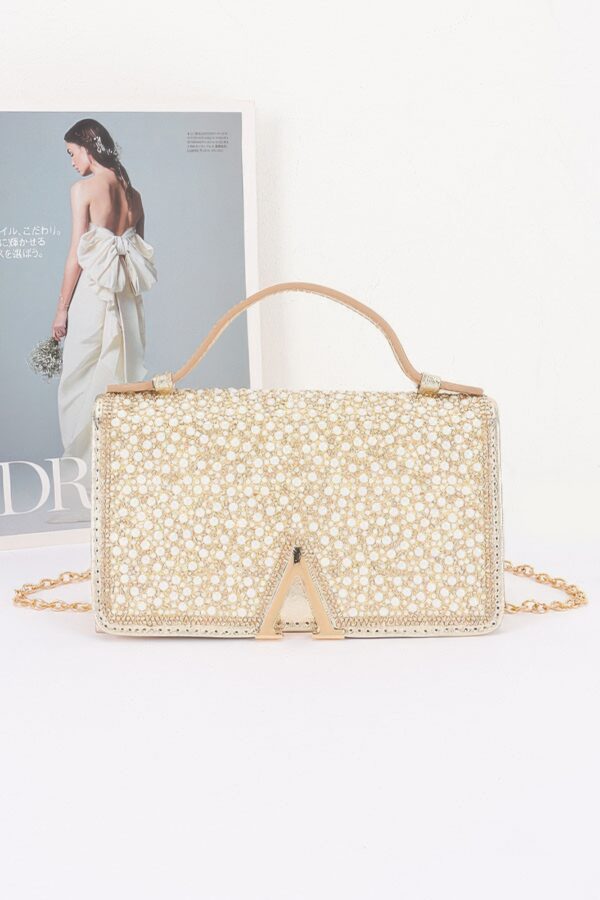 Pearl & Rhinestone Flap Clutch - Structured Evening Bag