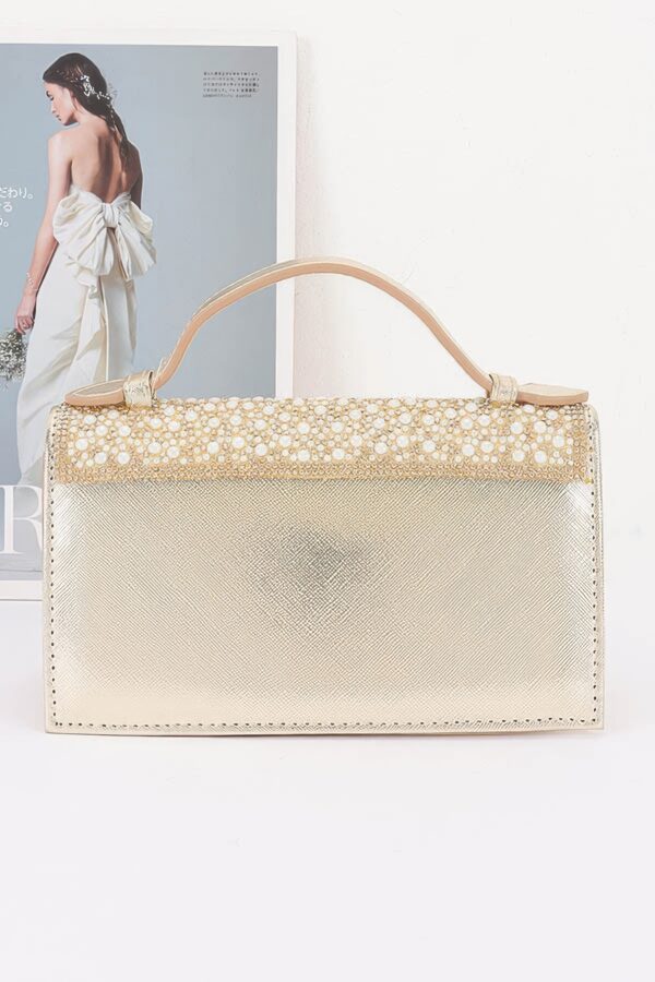 Pearl & Rhinestone Flap Clutch - Structured Evening Bag