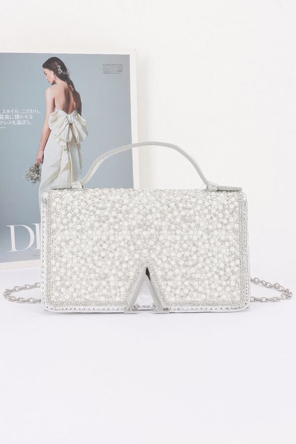 Pearl & Rhinestone Flap Clutch - Structured Evening Bag