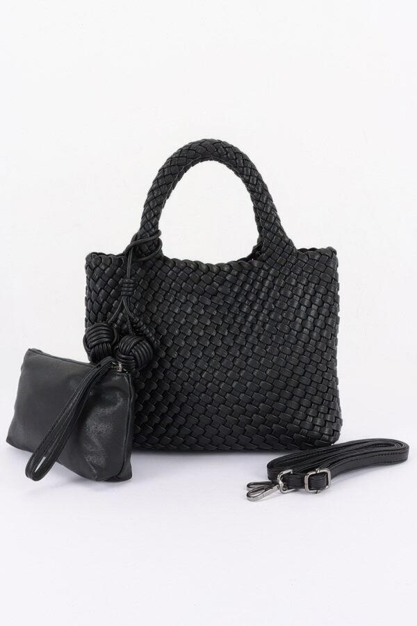 Braided Vegan Leather Tote - Open Shoulder Bag