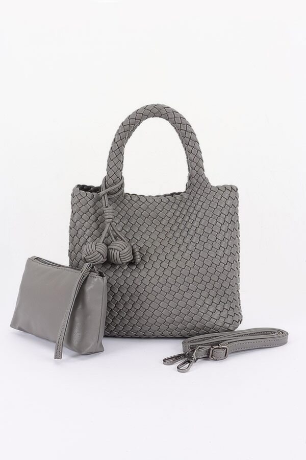 Braided Vegan Leather Tote - Open Shoulder Bag