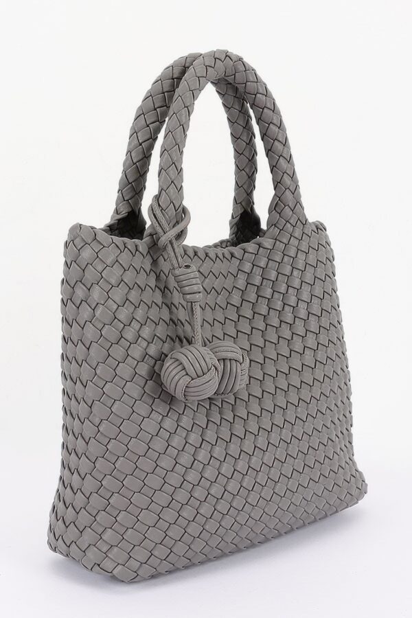 Braided Vegan Leather Tote - Open Shoulder Bag