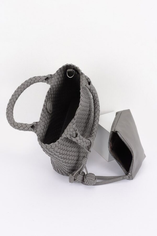 Braided Vegan Leather Tote - Open Shoulder Bag