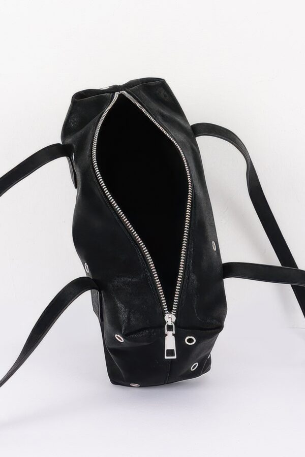 Vegan Leather Eyelet-Studded Rectangular Shoulder Bag