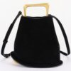 Faux Suede Handbag with Polished Metal Handle