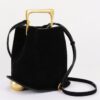 Faux Suede Handbag with Polished Metal Handle