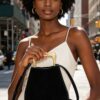 Faux Suede Handbag with Polished Metal Handle