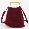Faux Suede Handbag with Polished Metal Handle