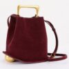 Faux Suede Handbag with Polished Metal Handle
