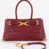Woven Vegan Leather Top-Handle Bag with Braided Handle