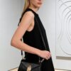 Structured Vegan Leather Top-Handle Flap Bag - Oval Accent