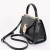 Structured Vegan Leather Top-Handle Flap Bag - Oval Accent