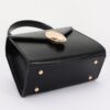 Structured Vegan Leather Top-Handle Flap Bag - Oval Accent