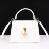 Structured Vegan Leather Top-Handle Flap Bag - Oval Accent