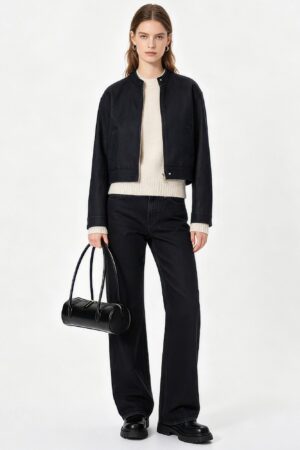 Vegan Leather Rectangular Shoulder Bag - Minimalist