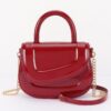 Patent-Effect Top Handle Bag with Detachable Chain Strap