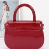 Patent-Effect Top Handle Bag with Detachable Chain Strap