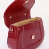 Patent-Effect Top Handle Bag with Detachable Chain Strap